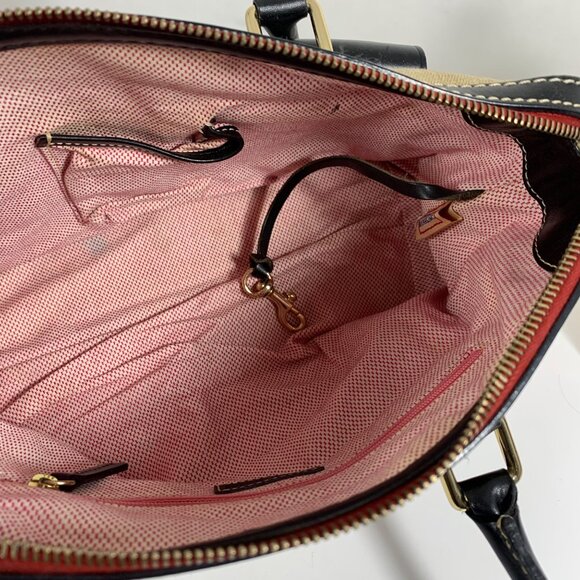 DOONEY BOURKE Monogram Logo Canvas Leather Shoulder Bag Satchel Double Pockets - Picture 11 of 16